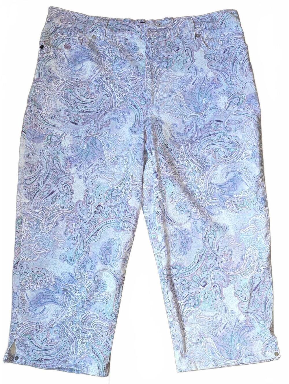 Gloria Vanderbilt Amanda Lavender Paisley Capri Pants Size 18